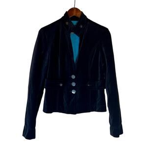 Calvin Klein Women's Black Velvet Cinched Waist Jacket Size Large Steampunk